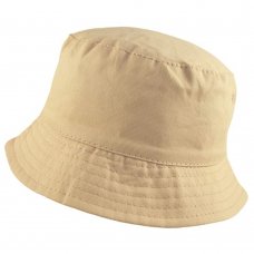 0193XB: Kids Plain Bucket Hat- Biscuit (4-13 Years)